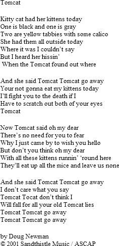 The Cat Album, Lyrics, Doug Newman, Cat Songs, Kitten Songs. Songs about Cats, Kittens