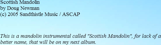 Scottish Mandolin, Doug Newman