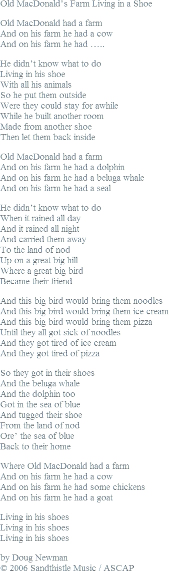 Bugs and Critters, Doug Newman, Song Lyrics